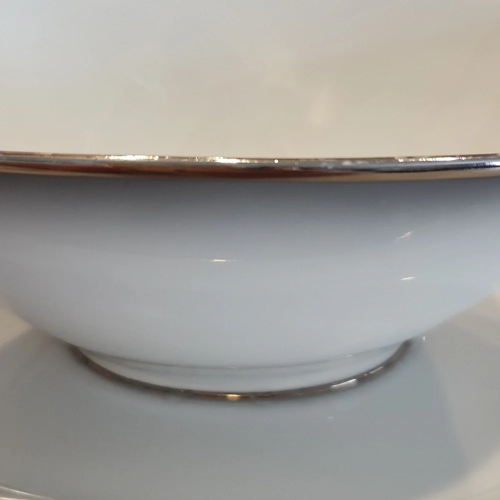 Vintage MCM ROSENTHAL Bettina Smoke Sauce Bowl with Attached Plate Silver Rim